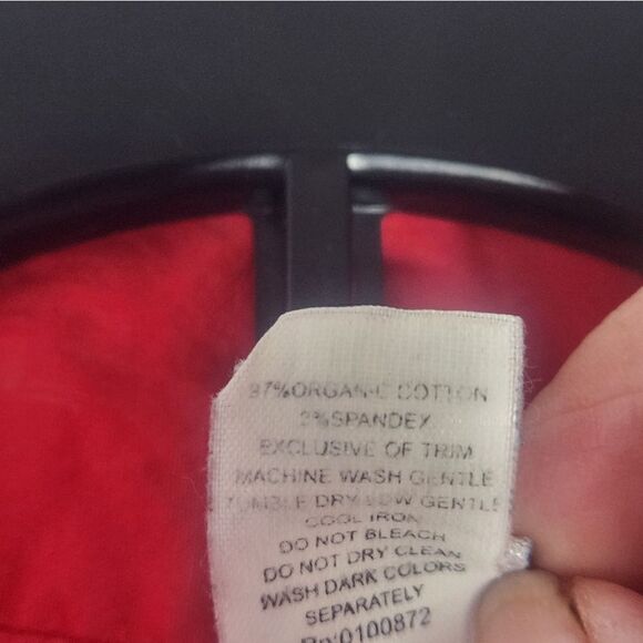 Water Girl L Red Organic Cotton Blend 3/4 Sleeve V-neck Women’s Top - Picture 5 of 7